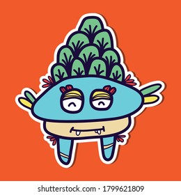 funny hand drawn monster character vector illustration