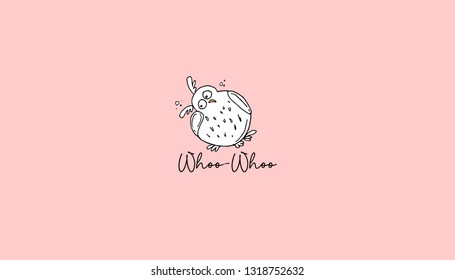 Funny hand drawn owl in minimal style for printing or design.