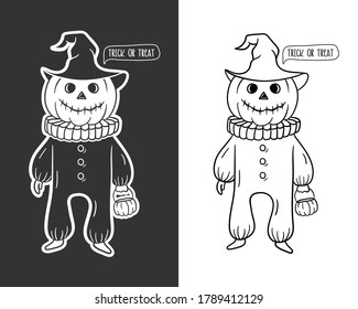 funny hand drawn pumpkin illustration