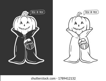 funny hand drawn pumpkin illustration