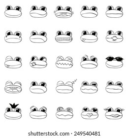 Funny hand drawn smiles on white background