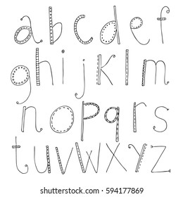 Funny hand drawn vector alphabet for children. Vector font, letters.