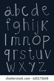 Funny hand drawn vector alphabet for children. Vector font, letters.