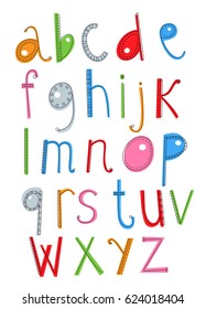 Funny hand drawn vector alphabet for children. Vector font, letters.