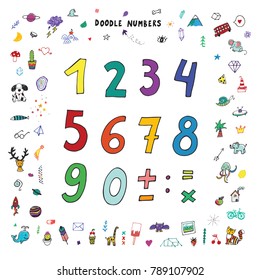 funny hand drawn vector doodle numbers illustrations 