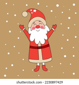 Funny Hand Drawn Vector Illustration with Cute Santa Claus.