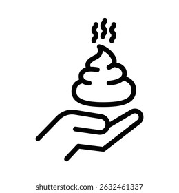 Mano divertida que sostiene la Ilustración vectorial de caca. Trazo editable.