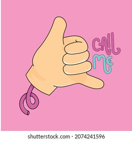 Funny hand illustration, hand vector. Pink background, Funny hand vector, hand sign , gesture, cartoon, human 