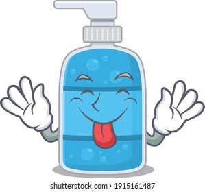 Funny hand wash gel cartoon design with tongue out face