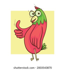 Pollo divertido dibujado a mano. Todo está bien, todo está bien, motivación, caricatura, carácter, mascota, ilustración vectorial para diseño o impresión textil