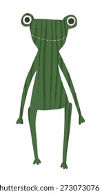 Divertido personaje de rana dibujado a mano. Linda Ilustración vectorial con expresión lúdica, perfecta para diseños infantiles, pegatinas, estampados, pósters, juegos y proyectos creativos.