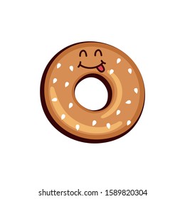 funny happy bagel vector illustration