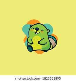 Funny happy beaver with variant color