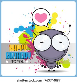 Funny Happy Birthday Greeting Card Cartoon Stock Vector (Royalty Free ...