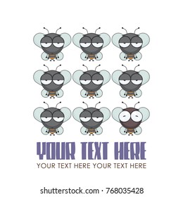 Funny happy birthday greeting card with cartoon bee character.