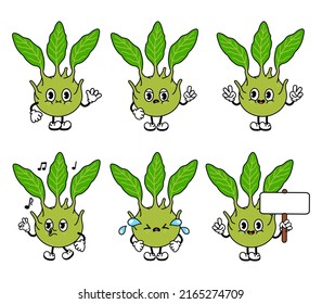 Funny happy brussels sprouts characters bundle. Vector hand drawn doodle style traditional cartoon vintage, retro character illustration icon design. Isolated white background. Cute cabbage character
