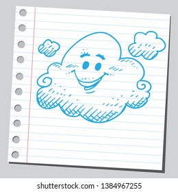 Funny happy cartoon cloud smiling.