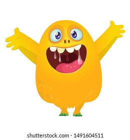 Funny happy cartoon monster excited. Vector illustration