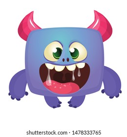 Funny and happy cartoon monster . Vector Halloween illustration