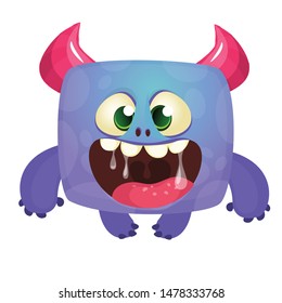 Funny and happy cartoon monster . Vector Halloween illustration