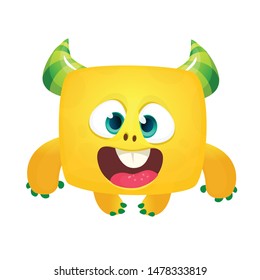 Funny and happy cartoon monster . Vector Halloween illustration