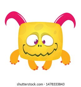 Funny and happy cartoon monster . Vector illustration