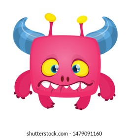 Funny and happy cartoon monster . Vector Halloween illustration