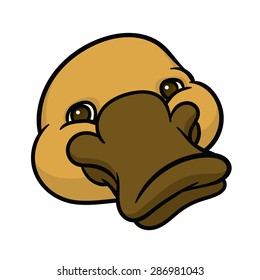 Funny happy cartoon platypus or duckbill  - sign is useful for creating a logo design  