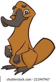 Funny happy cartoon platypus - You can design cards, part of logo, mascot, corporate character and so on. Lively animal character.