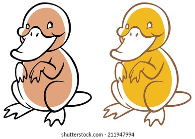 Funny happy cartoon platypus - You can design cards, part of platypus logo, mascot, corporate character and so on. Lively animal character.