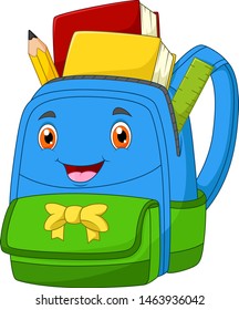 Funny happy cartoon smile bagschool