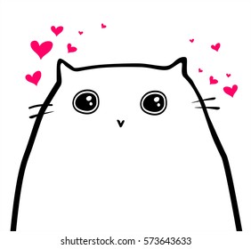 Funny happy cat in hand-draw style. 