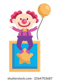 funny happy clown with balloons isolated