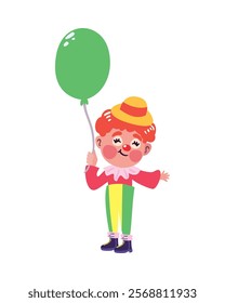 funny happy clown with balloons isolated