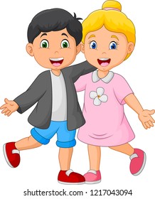 Funny Happy couple kid cartoon