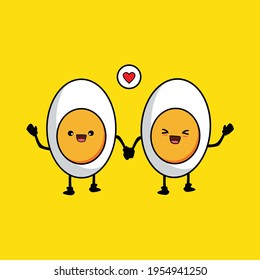 Funny happy cute smiling eggs vector illustration 