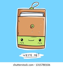 Funny happy cute smiling envelope letter in kawaii style. Vector colorful cartoon character illustration icon design. Isolated on white background. Write me!