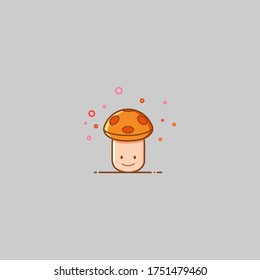 Funny happy cute happy smiling mushroom in vector image