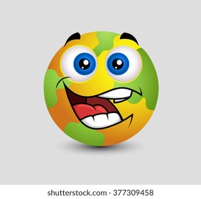 Funny Happy Earth Emoticon