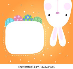 Funny Happy Easter with Eggs and easter bunny with copy space