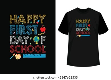 Funny Happy First Day of School Teacher Student Welcome Back to School Boys Girls Kid T-Shirt