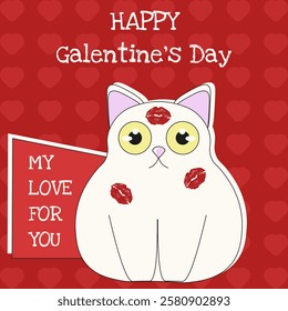 Funny Happy Galentine's Day poster cover template design. Funky Galentines Day greeting card cover. Vector Valentines background invitation card. EPS 10