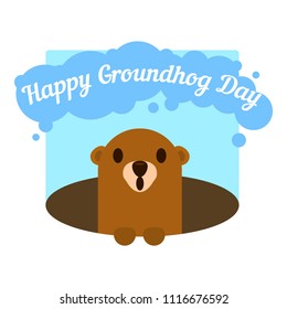 Funny happy groundhog day icon. Flat illustration of funny happy groundhog day vector icon for web design