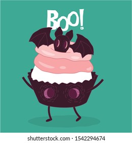 Funny Happy Halloween card. Vector illustration. Use for card, poster, banner, web design and print on t-shirt. Easy to edit. Vector illustration.