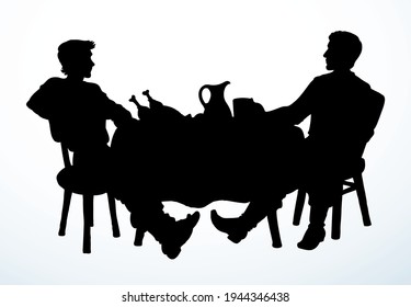 El hombre de la mesa. Dibujo de vectores