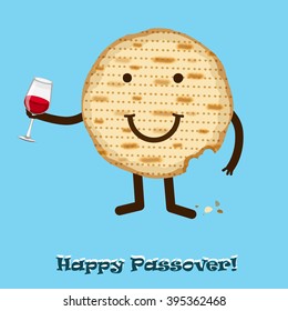 Funny Happy Jewish Passover Greeting Card. Vector Illustration