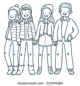 Boy Girl Holding Hands Outline Drawing Images Stock Photos Vectors Shutterstock