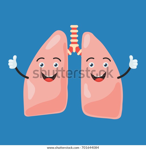 おかしな幸せな肺のキャラクターが手の親指を上にして見せる 可愛い人間の臓器のサイン カートーンスタイルのベクターイラスト のベクター画像素材 ロイヤリティフリー