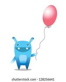funny happy monster with balloon