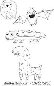 Funny happy monster doodle pack.